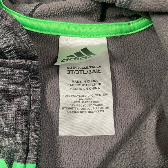 Toddler Boys Adidas Jacket, Gray with Green, 3T - Picture 5 of 6